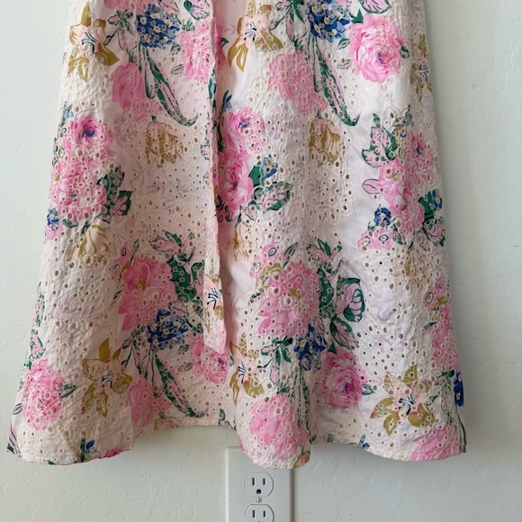 Miss Kelly 1999 Cottagecore Floral Embroidered Shawl Collar Belted Midi Dress - Picture 3 of 11